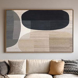 Dipinto a olio su tela con texture beige: arte murale minimalista Wabi Sabi