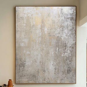 Beige Abstract Painting: Wabi Sabi Textured Canvas Art