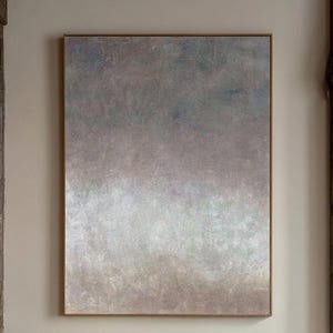Large Abstract Gray Textured Oil Painting on Canvas - Minimalist Wabi-Sabi Wall Art