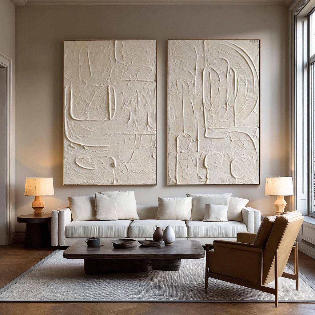 Beige Abstract Painting Set: Textured Wabi Sabi Canvas Art - Etsy