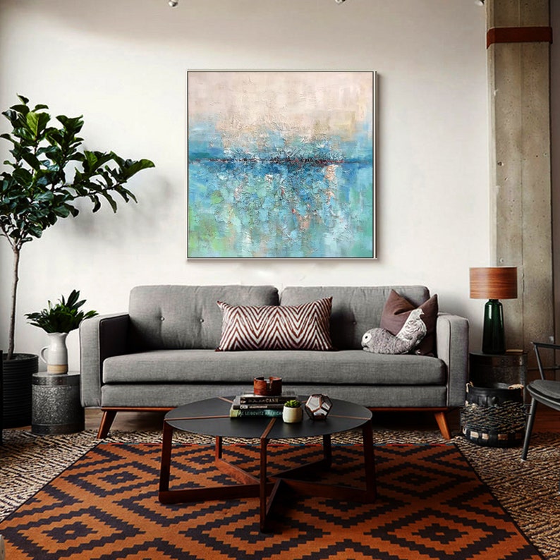 Large Blue Sea Abstract Art Light Blue Ocean Abstract Etsy