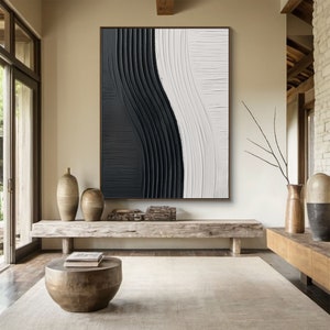Large Wabi Sabi Wall Art Abstract Painting on Canvas Black Painting ...