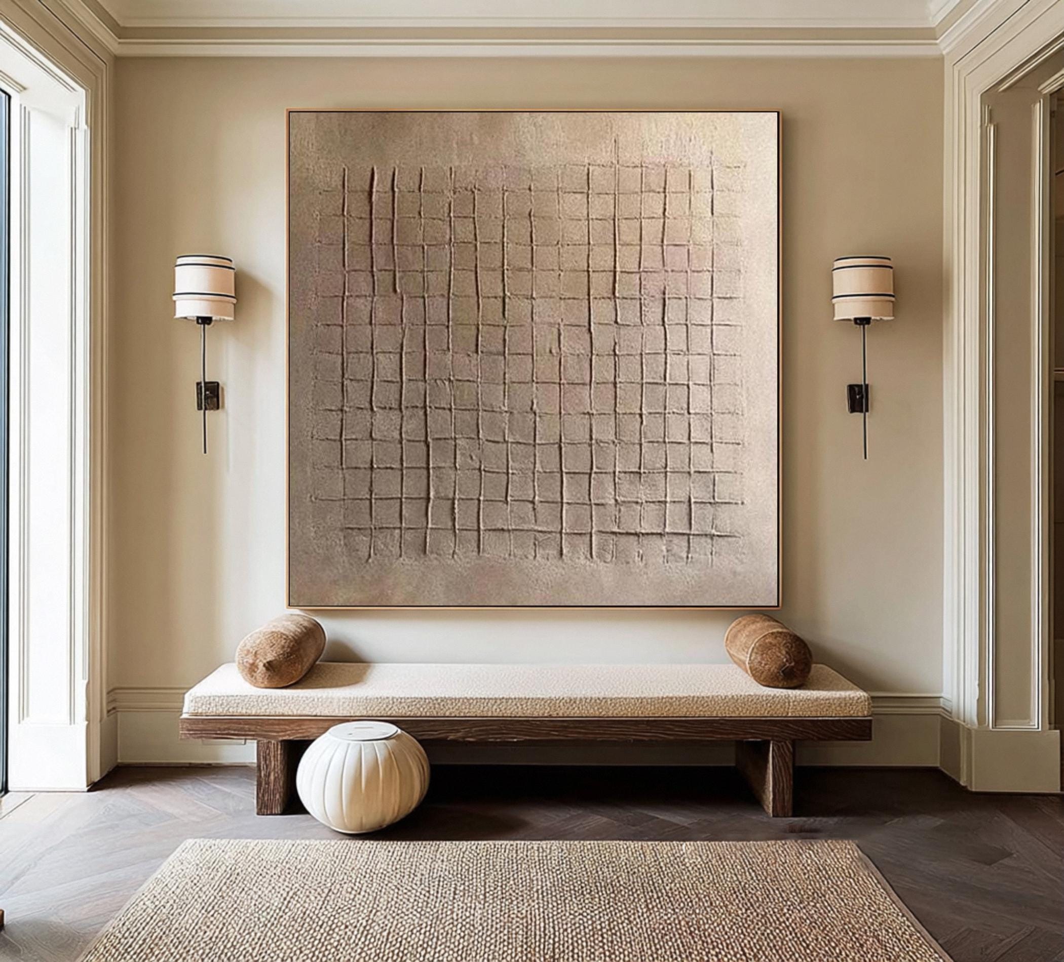 Textured Brown Wabi Sabi Canvas Art: 3D Minimalist Painting