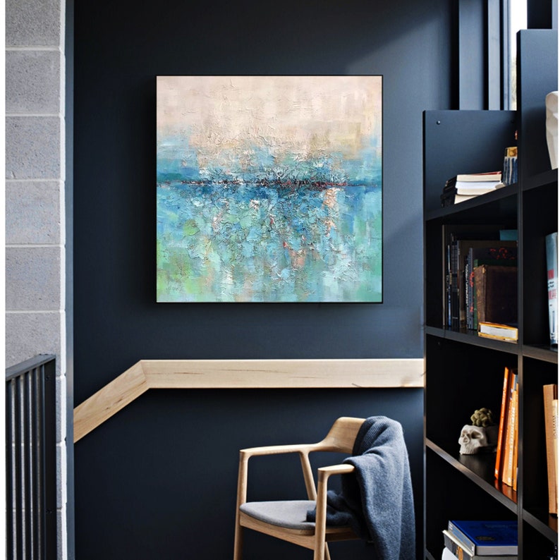 Large Blue Sea Abstract Art Light Blue Ocean Abstract Etsy