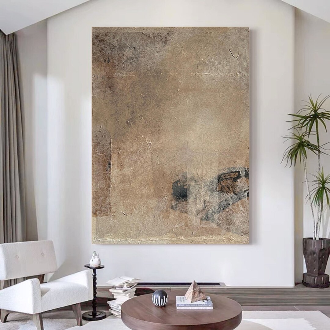 Beige Brown Wabi Sabi Wall Art Large Brown Abstract Canvas - Etsy