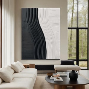 Large Wabi Sabi Wall Art Abstract Painting on Canvas Black Painting ...