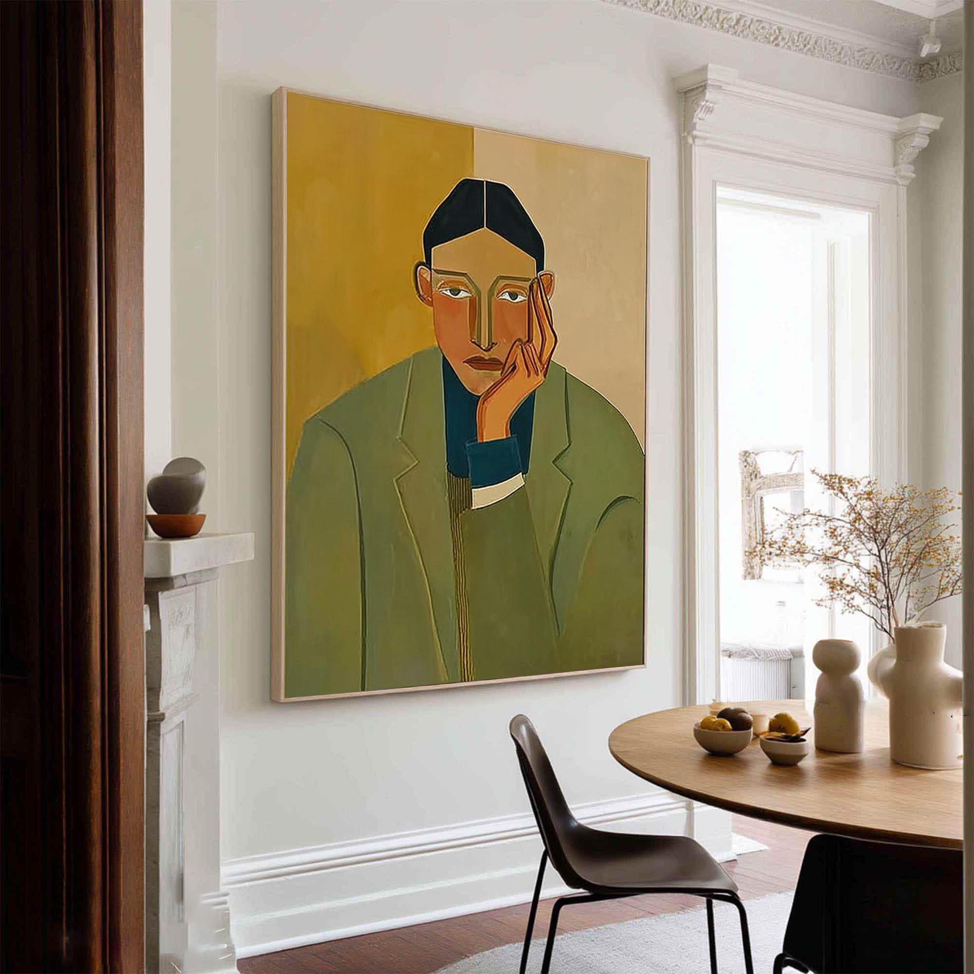 Textured Abstract Portrait Oil Painting: Modern Minimalist Canvas Art ...