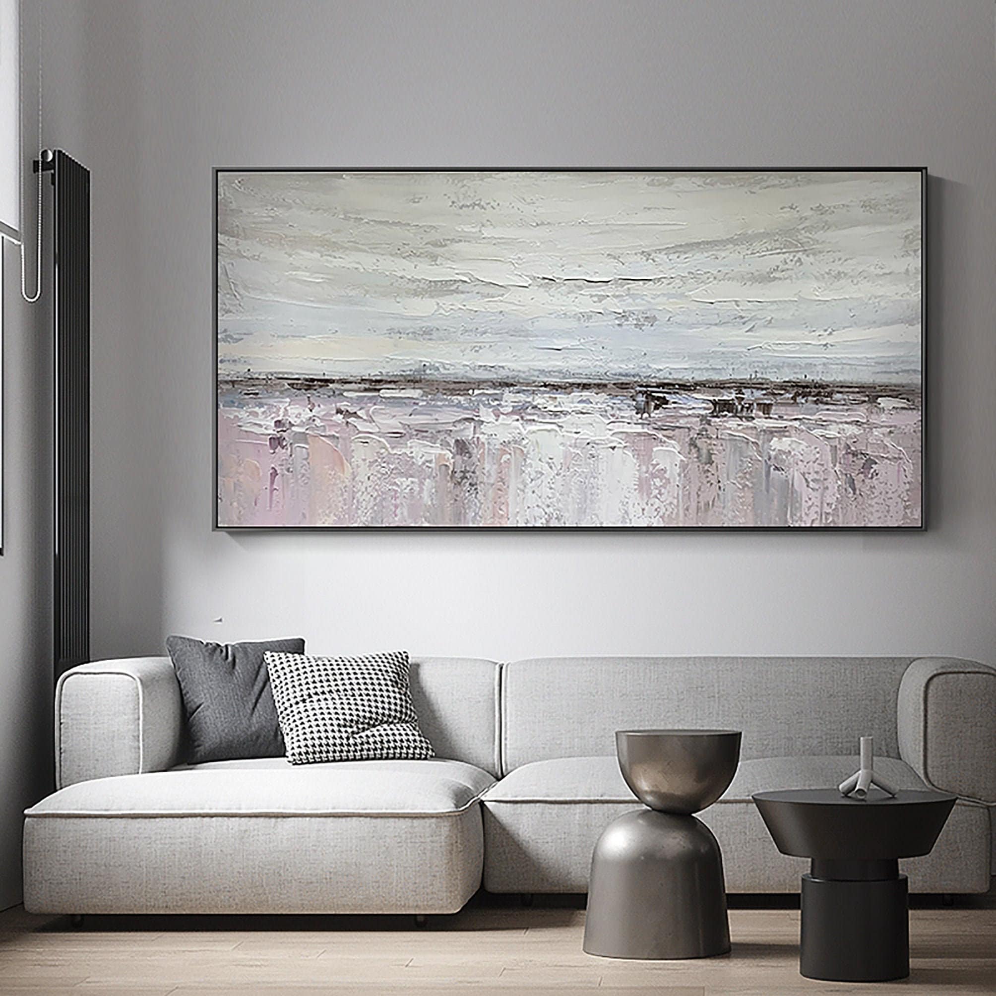 Large abstract painting Abstract Canvas Wall Art Grey Etsy