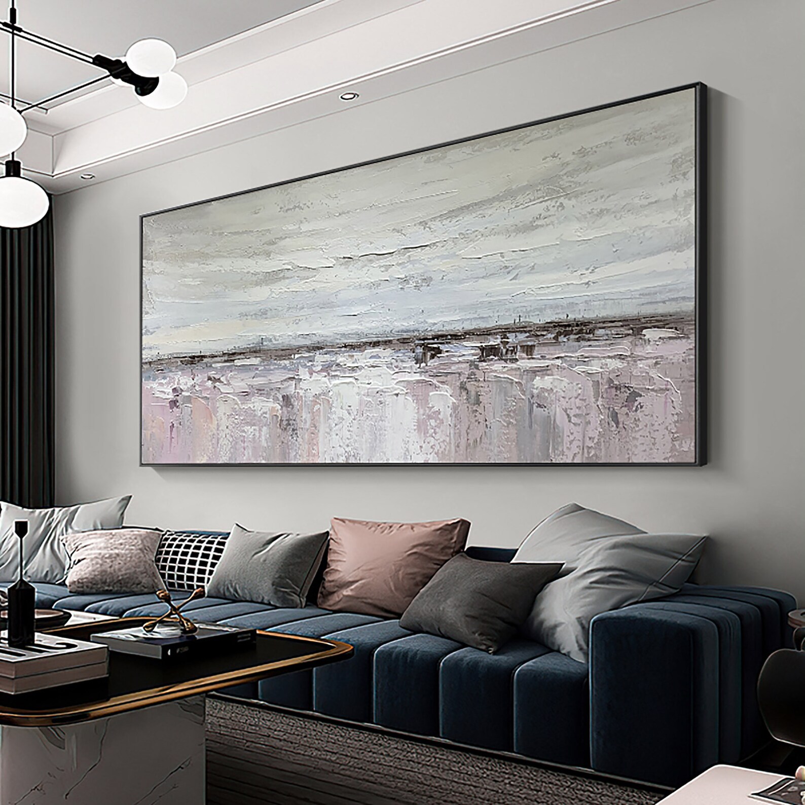 Large abstract painting Abstract Canvas Wall Art Grey | Etsy