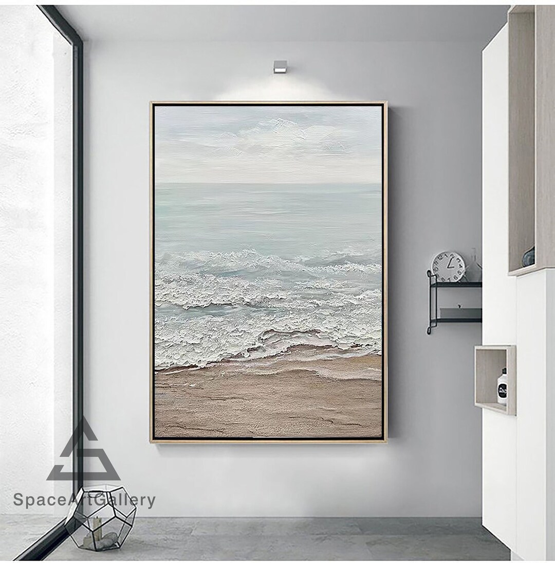 Original Blue Brown Painting on Canvas Textured Wall Art Fashion Wall