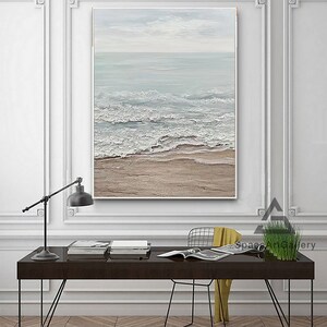 Original Blue Brown Painting on Canvas Textured Wall Art Fashion Wall