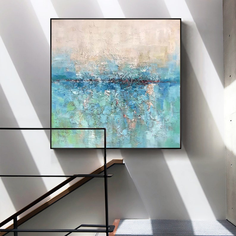 Large Blue Sea Abstract Art Light Blue Ocean Abstract Etsy