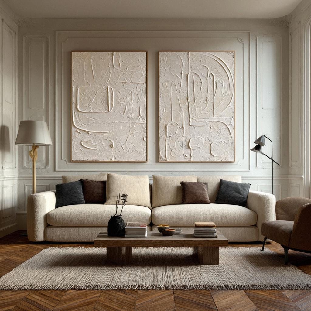 Beige Abstract Painting Set: Textured Wabi Sabi Canvas Art - Etsy