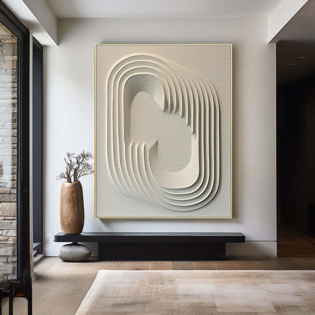 Beige 3D Textured Wall Art Wabi Sabi Abstract Plaster Painting ...