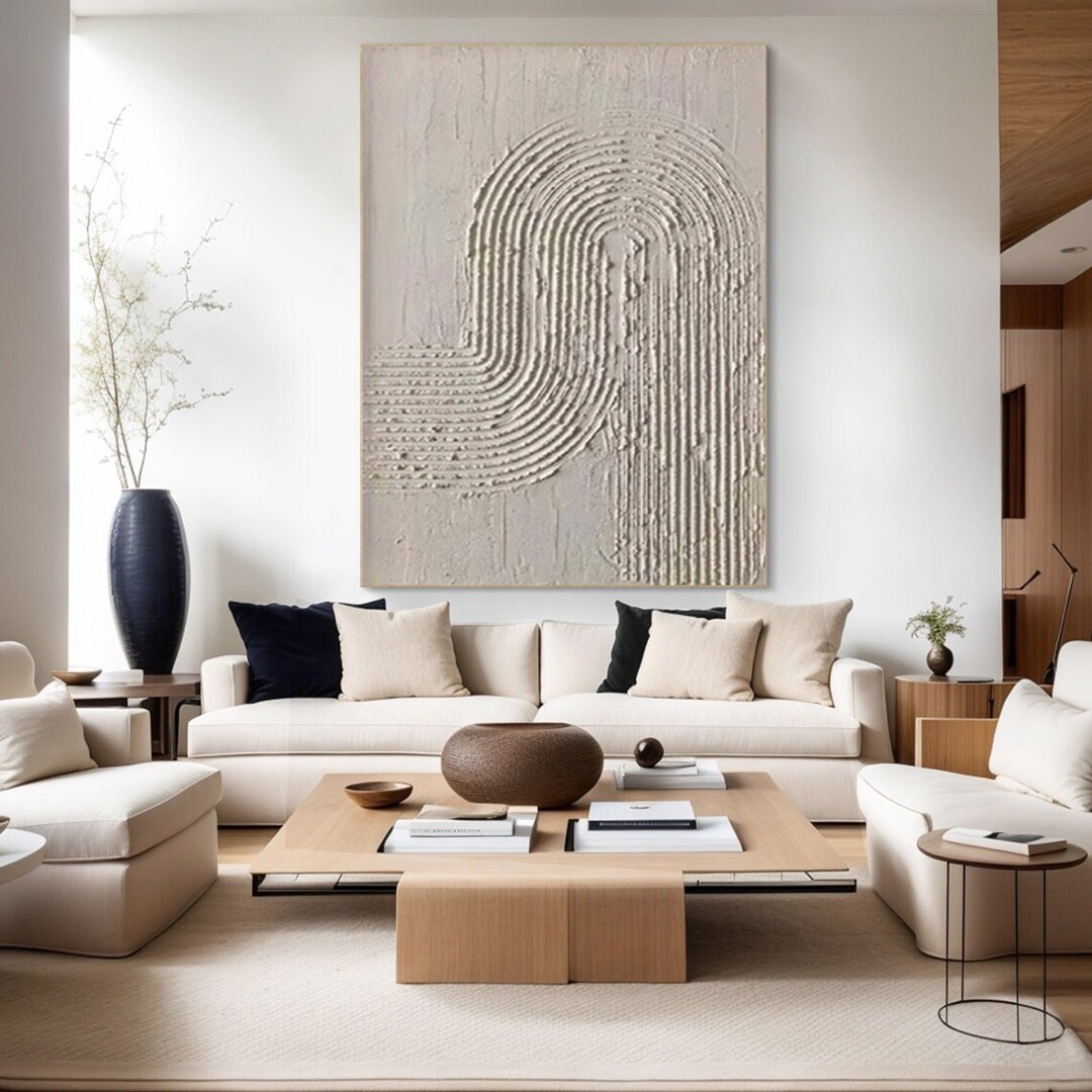 Large 3D Beige Wabi Sabi Wall Art Milimalist Abstract Painting on ...