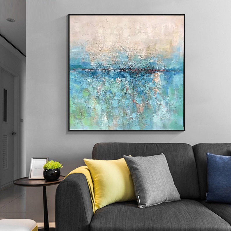 Large Blue Sea Abstract Art Light Blue Ocean Abstract Etsy