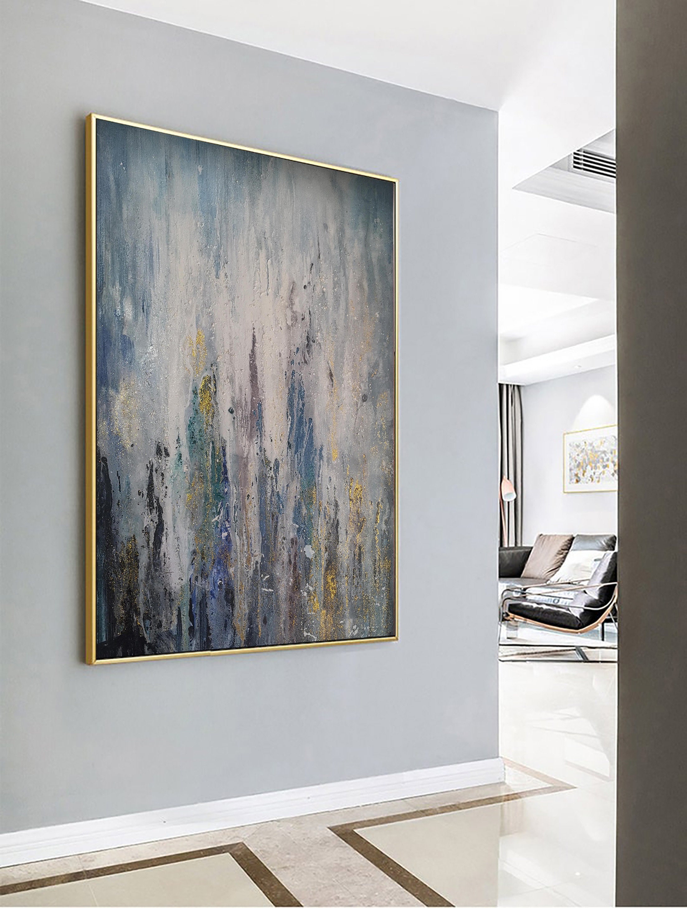 Light Blue Painting Abstract Painting Canvas Original Abstract Etsy