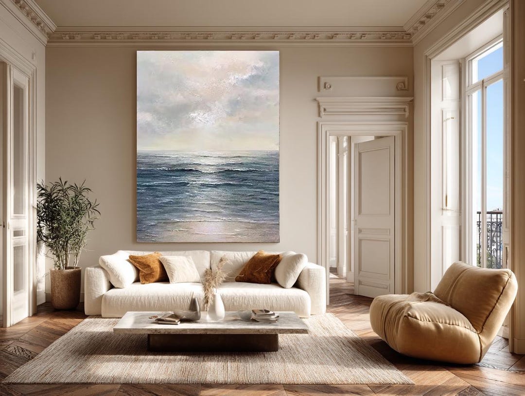 Large 3D Textured Ocean Oil Painting Impasto Seascape Abstract Coastal  Living Room Wall Decor - Etsy
