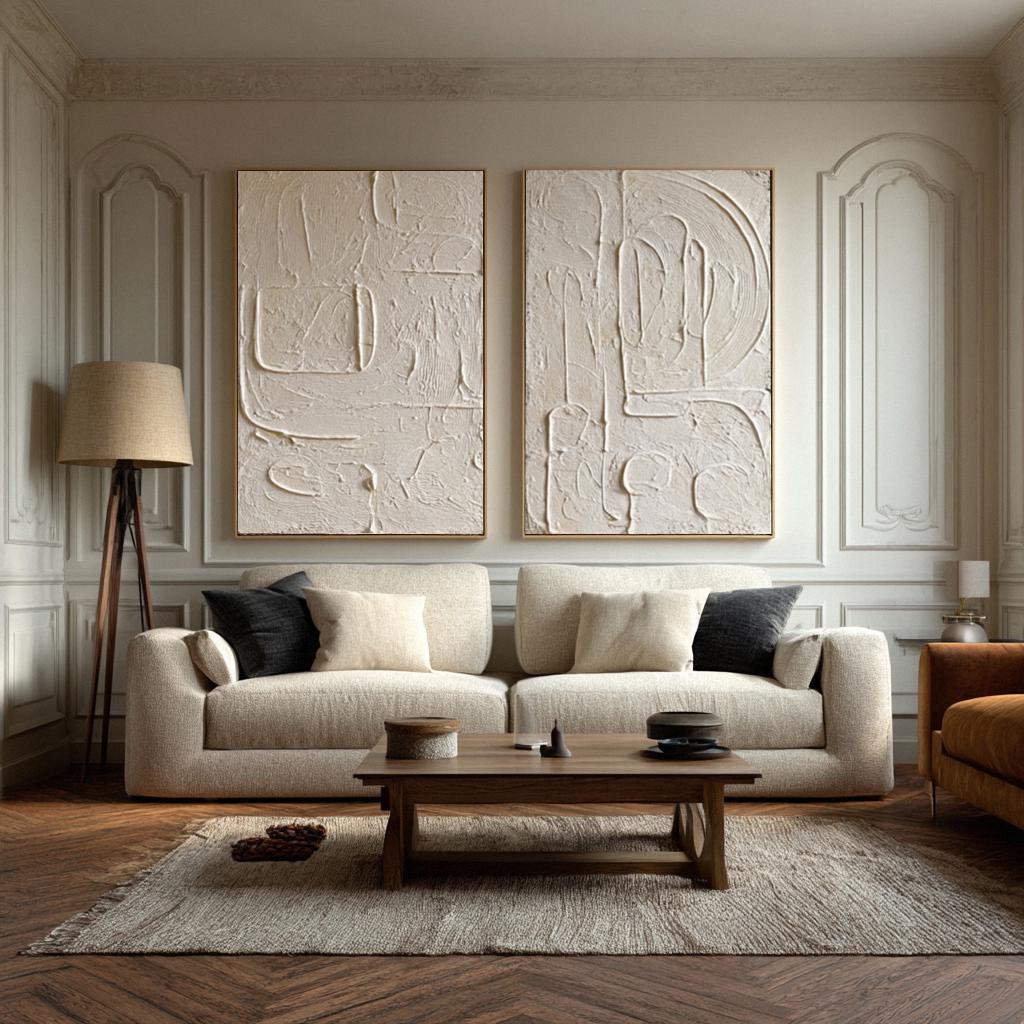 Beige Abstract Painting Set: Textured Wabi Sabi Canvas Art - Etsy