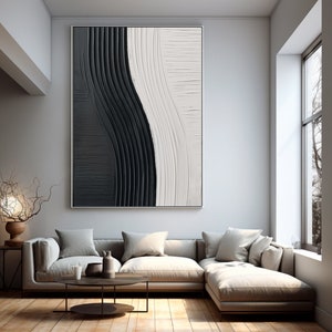 Large Wabi Sabi Wall Art Abstract Painting on Canvas Black Painting ...