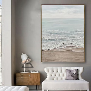 Original Blue Brown Painting on Canvas Textured Wall Art Fashion Wall