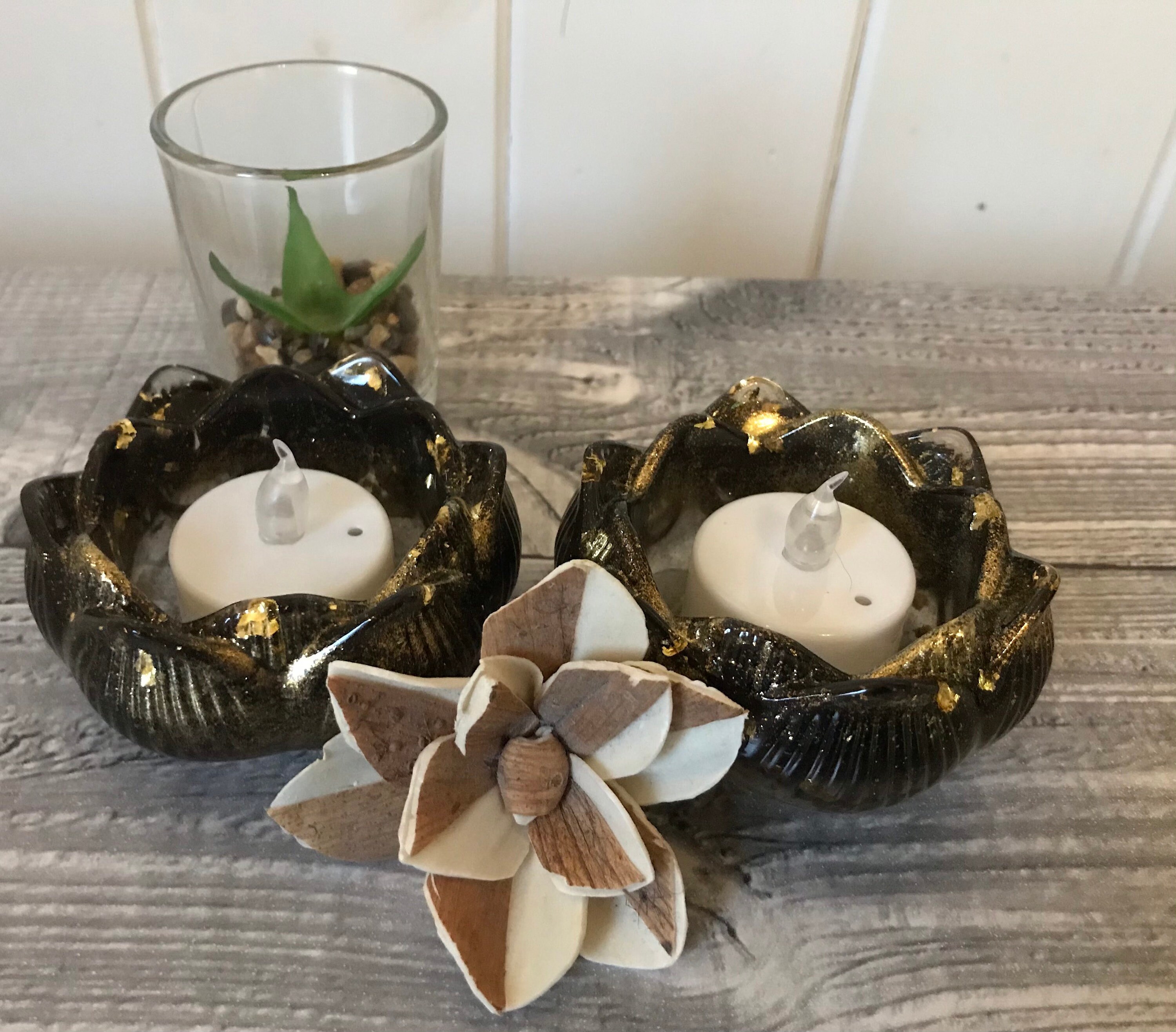 Resin tea light holder handmade Etsy