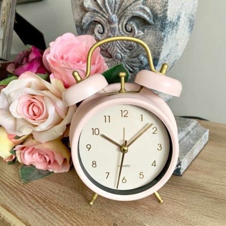 The cutest pastel pink traditional alarm clock Etsy