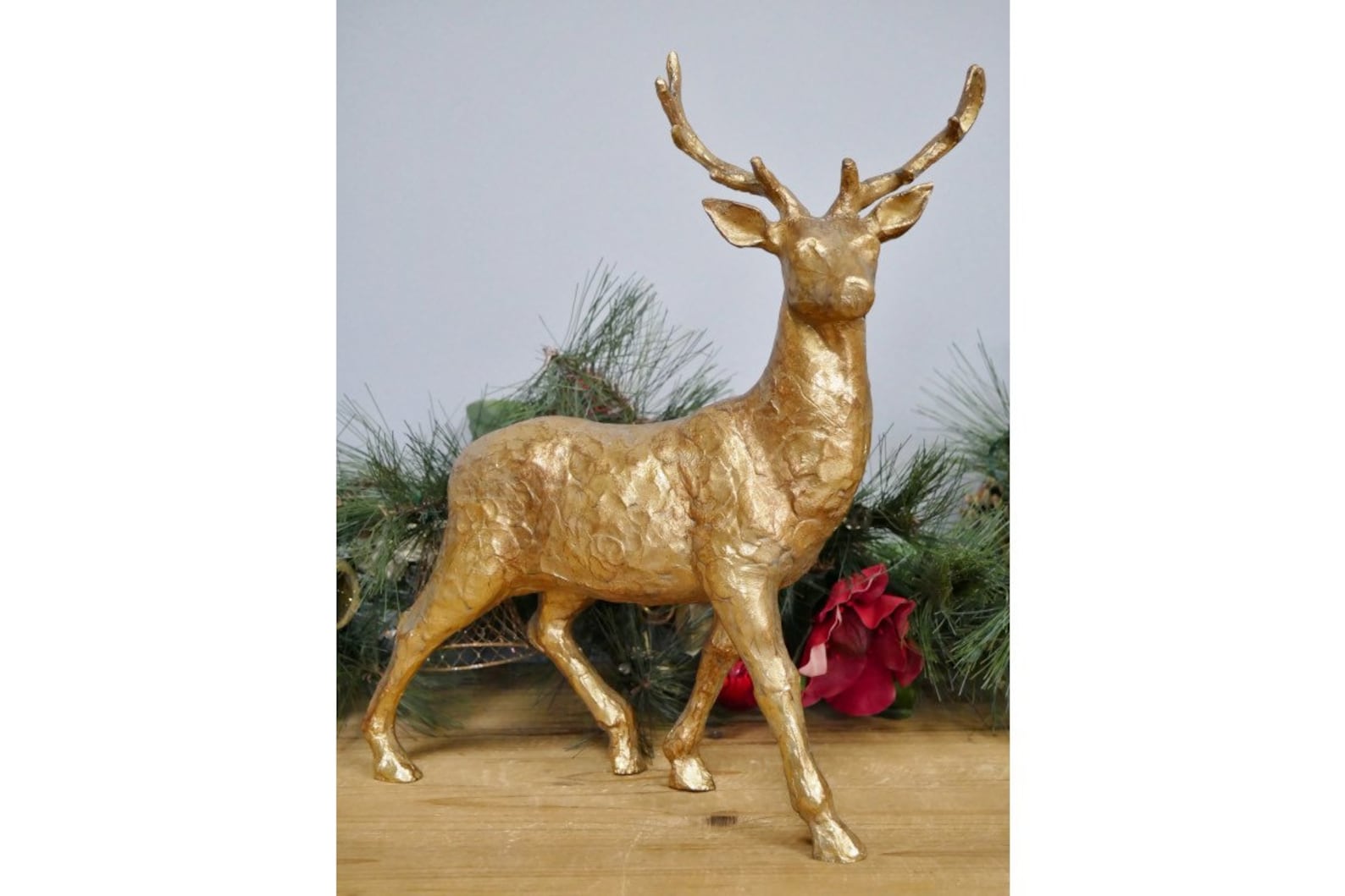 A Magnificent Gold Standing Stag Ornament Etsy UK