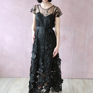 Black Embroidered  Dress.