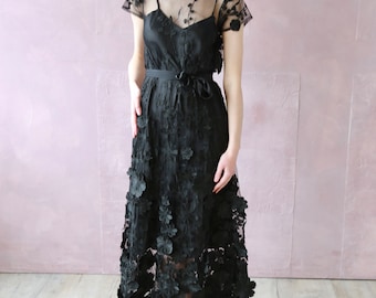 Black Embroidered  Dress.