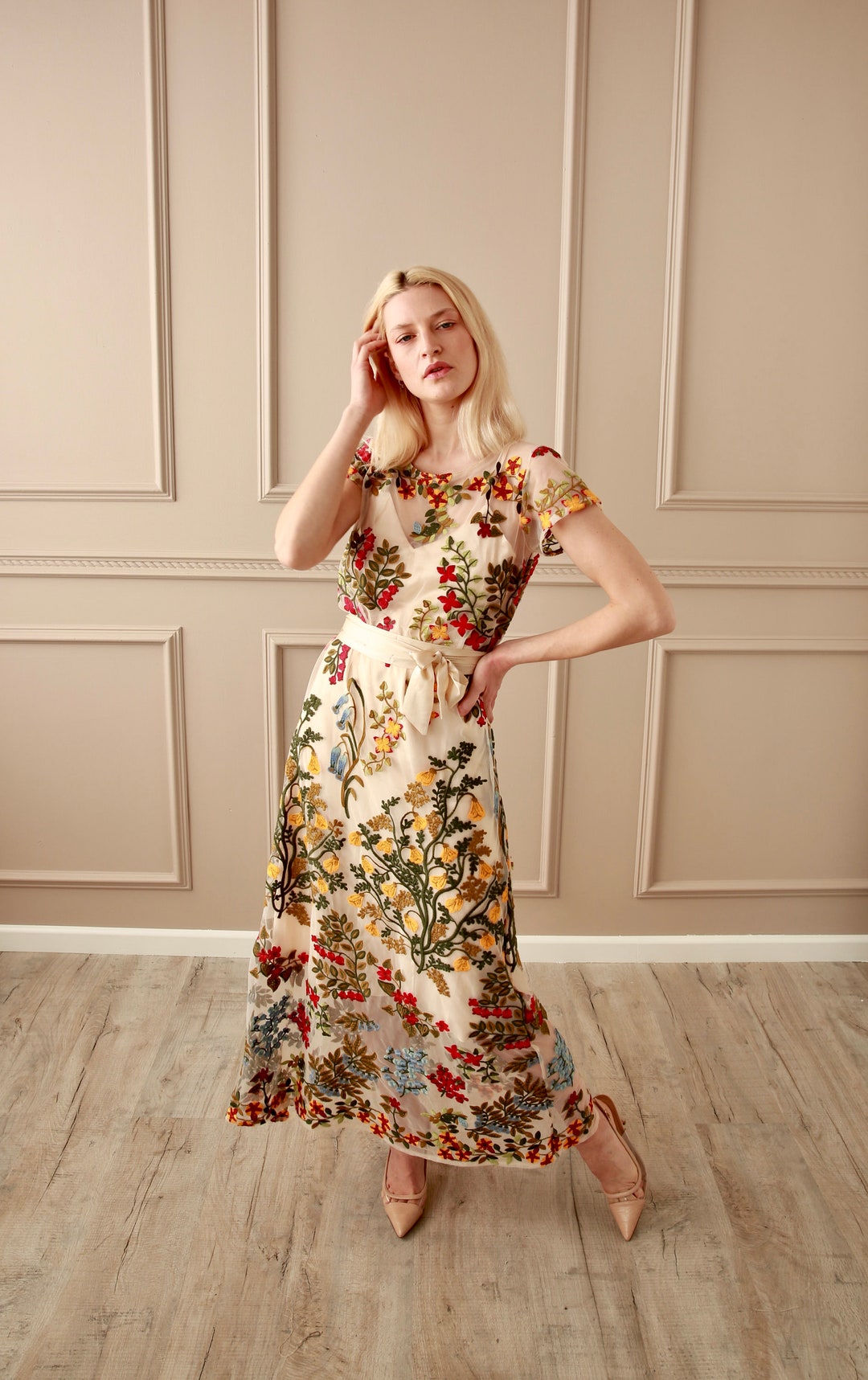 ワンピース MEDI EXOTIC PATTERN CAMISOLE DRESS Gown, Embroidery, Timeless Dress - Etsy