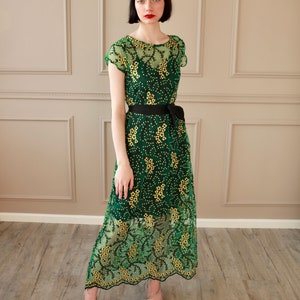 Green Embroidered Dress