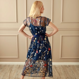 Blue Embroidery Dress image 5
