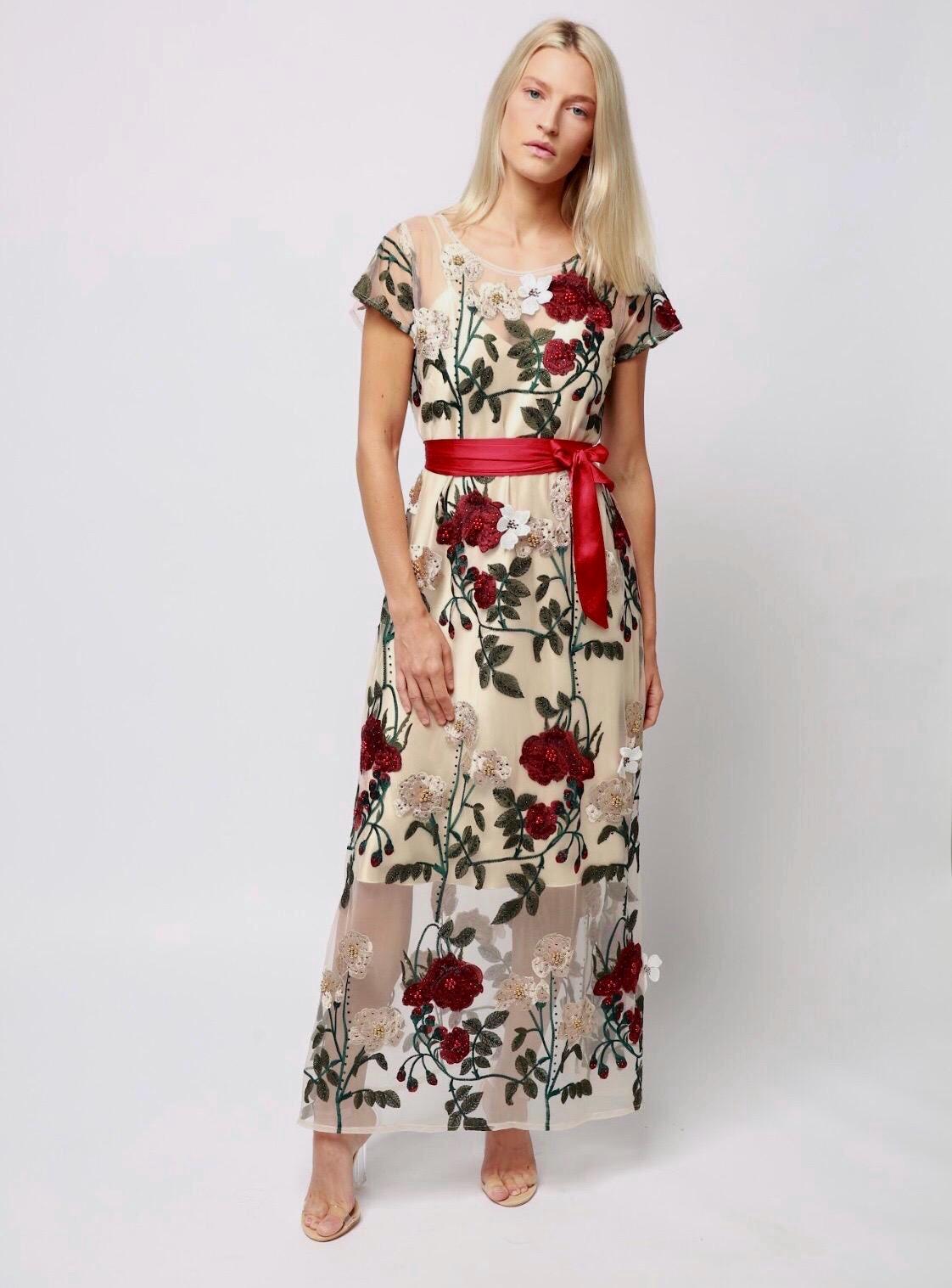 sachin and babi light blue dress Rose Embroidery Dress