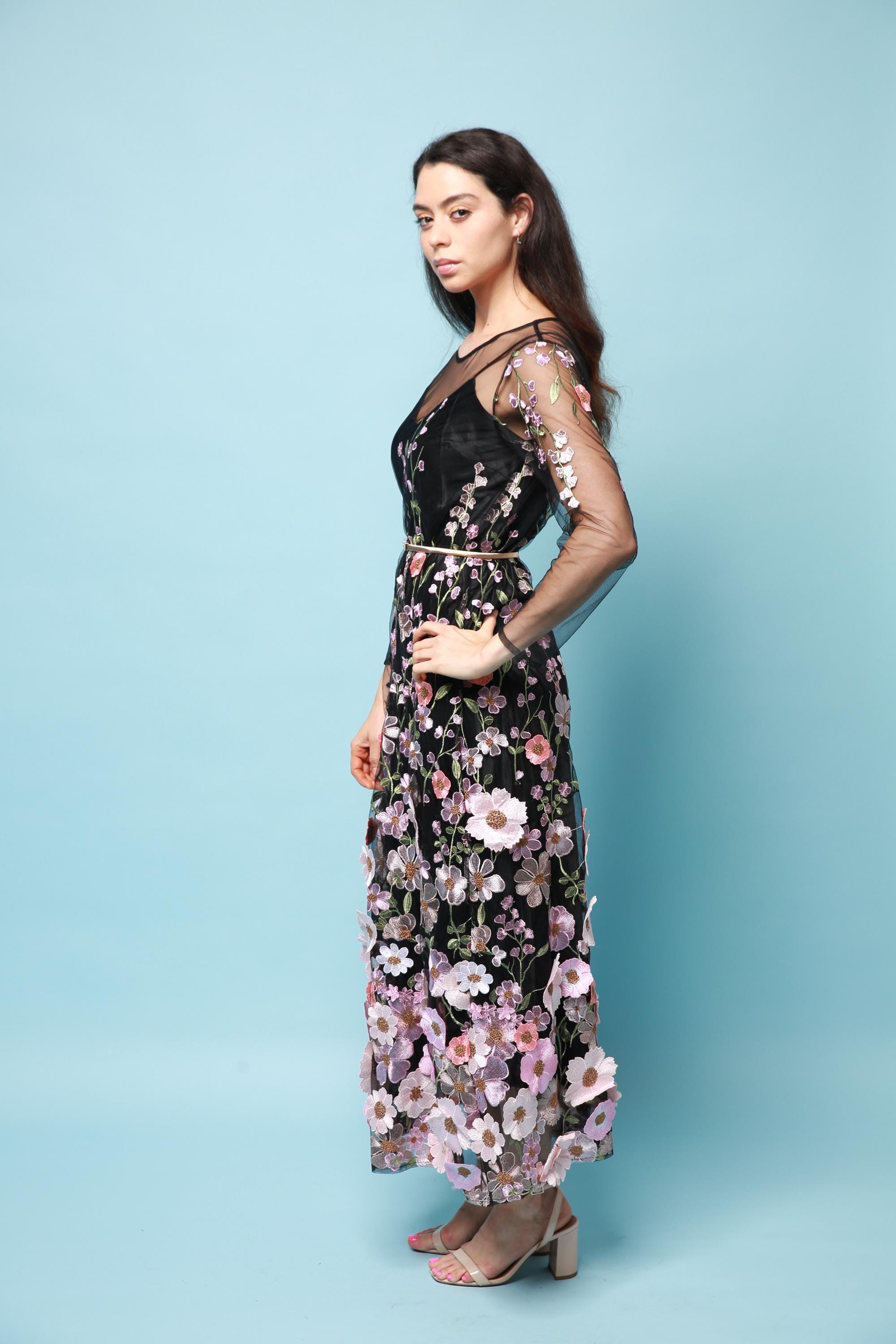 princess polly baby blue dress Xhilaration | Dresses | Xhilaration Black Halter Dress With Pink Floral  Embroidery Size 3 main image 0