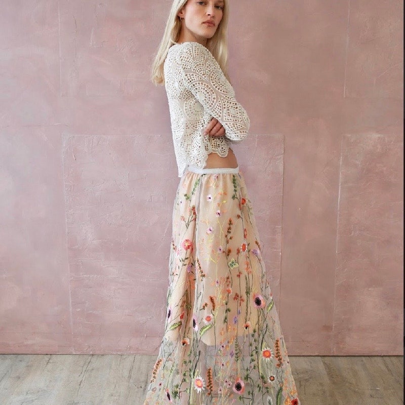 Embroidered Lace Skirt