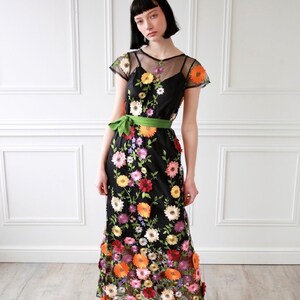 black colourful embroidered dress image 5