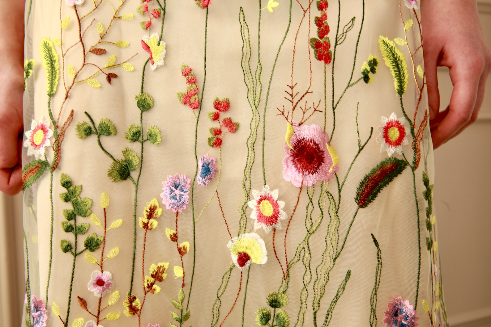 Darney Floral Print Embroidered Dress