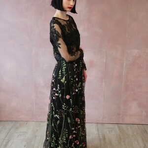 Girls Black Embroidered Skirt With Crop Top