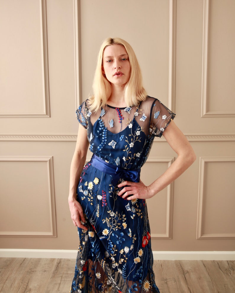 Blue Embroidery Dress image 2