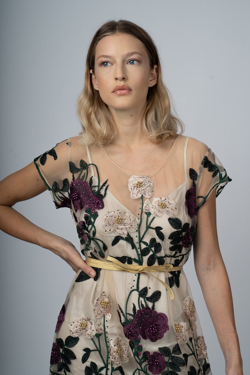 Embroidered Dress Occasion Dress Elegant Dress. Etsy