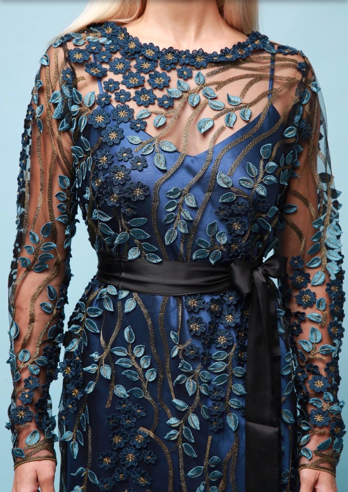 Heavenly embroidered blue dress