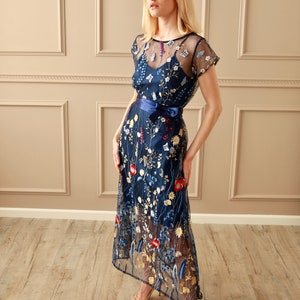 Blue Embroidery Dress image 3
