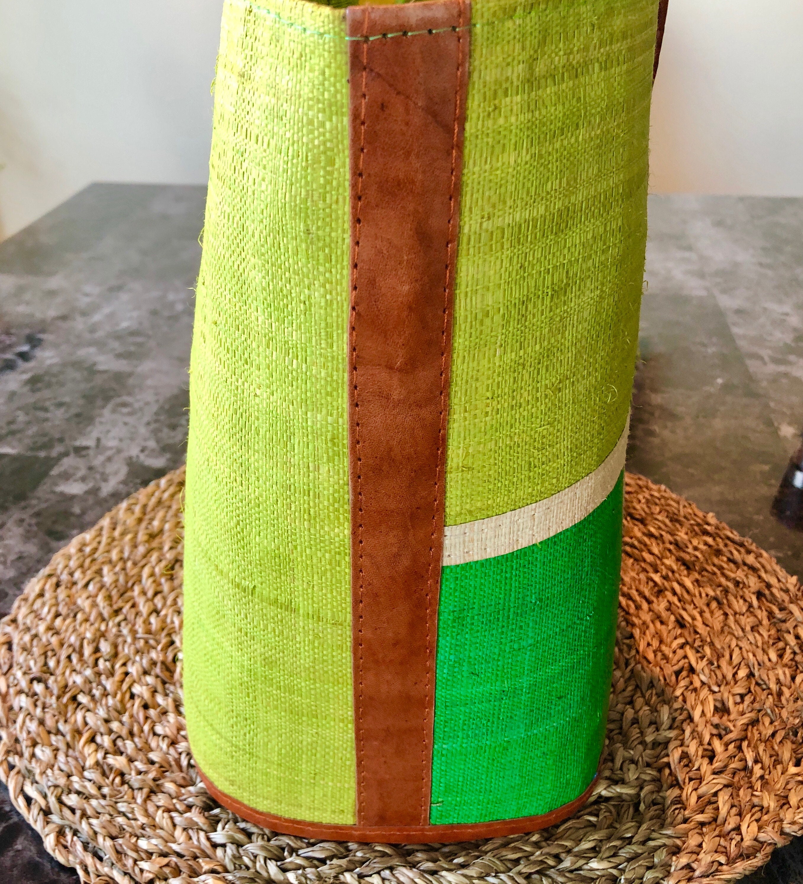 Shades of Greens Beach or Shopping Basket Natural Raffia Etsy