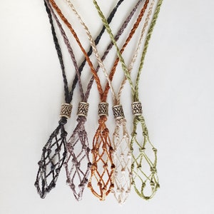 Macrame Crystal Holder Necklace, Adjustable Empty Stone Basket Necklace(Not Include The Stone)