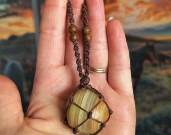Green Onyx Macrame Crystal Necklace