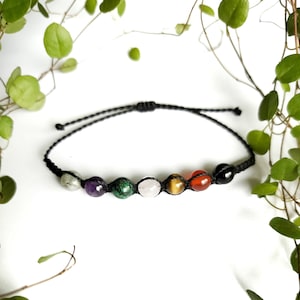 Chakra 7 Stone Macrame Crystal Bracelet