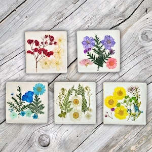 Floral Design Resin Coaster Sets