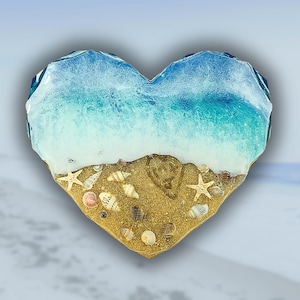 Posavasos de playa de resina personalizados, con arena y conchas (juego de 4, con o sin soporte)