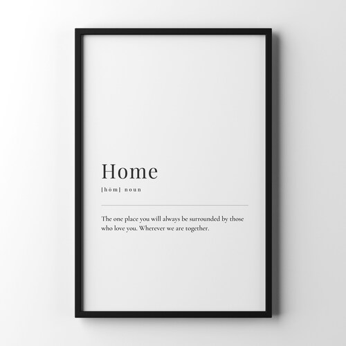 Home Definition Print Home Wall Art Home Definition Sign Etsy